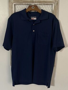 Grand Slam Men's Navy Short-Sleeve Polo with Pocket Detail